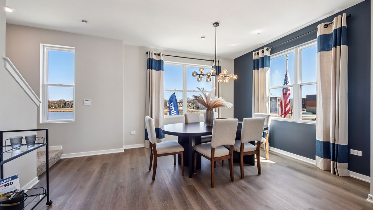spacious dining area with large window view