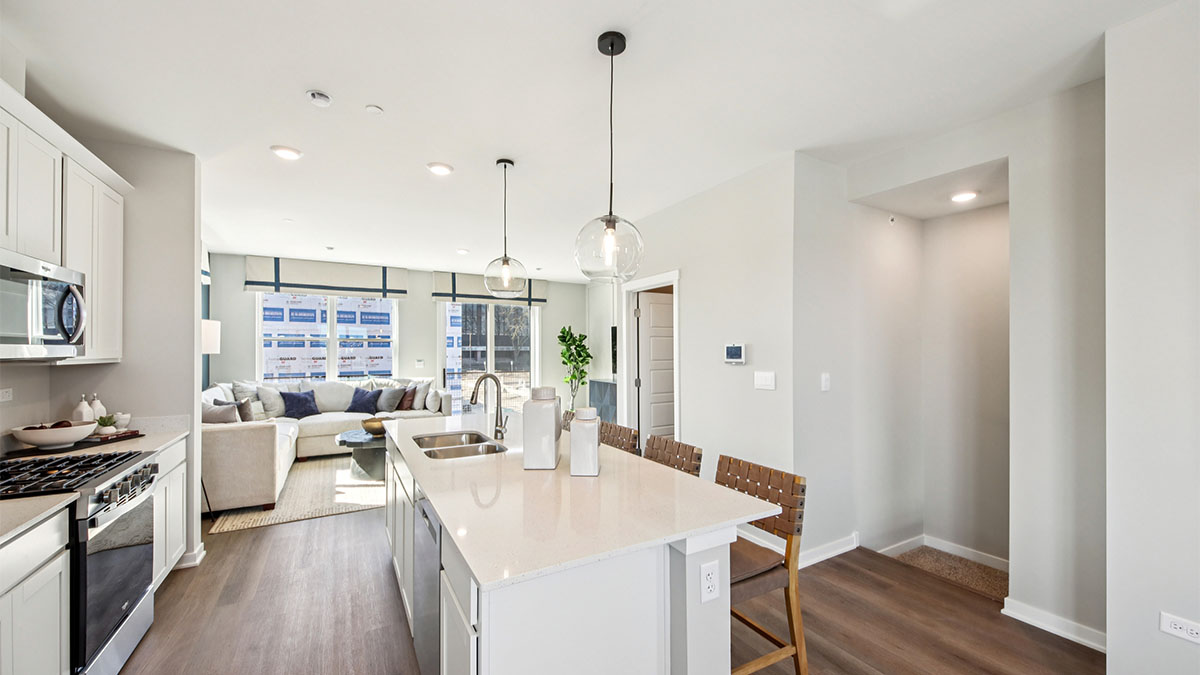open concept kitchen with large island