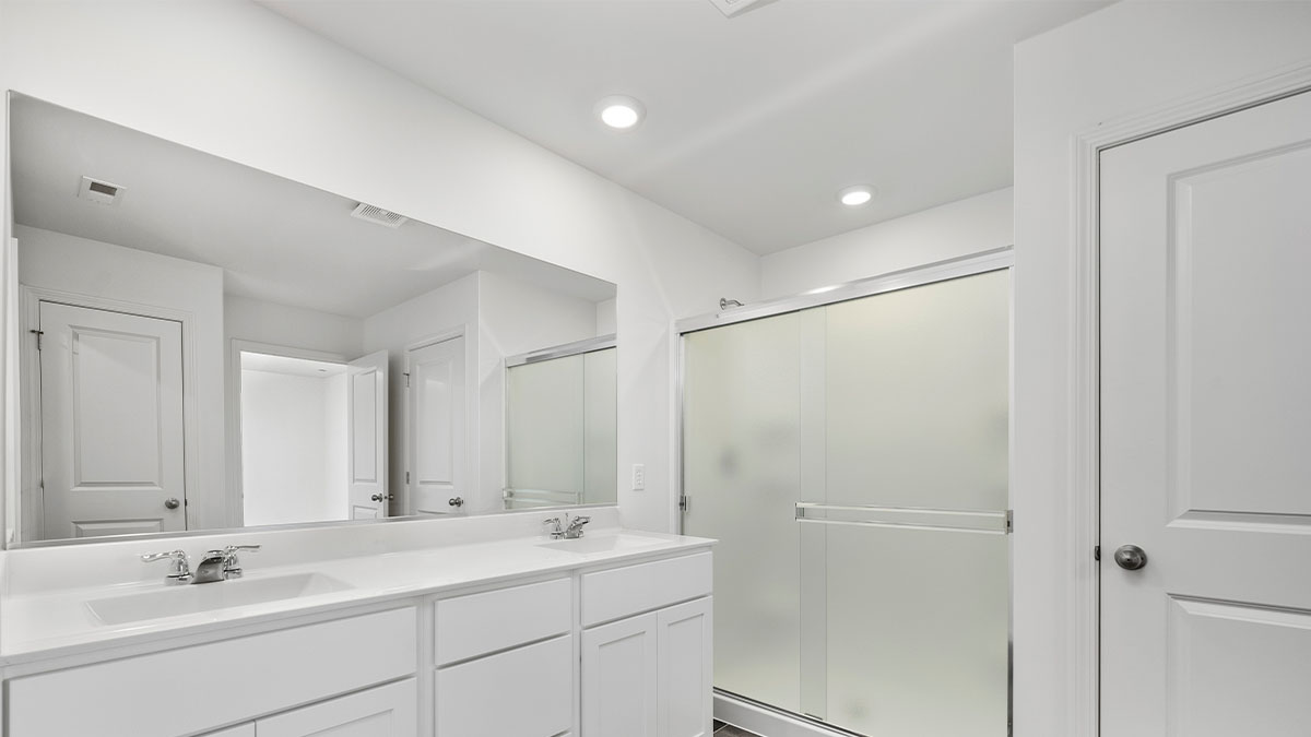 bathroom with dual vanity sink