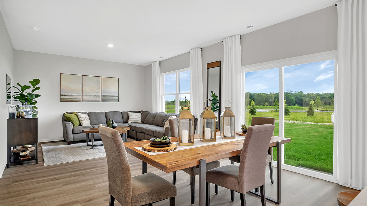 Dining room with sliding door to backyard
