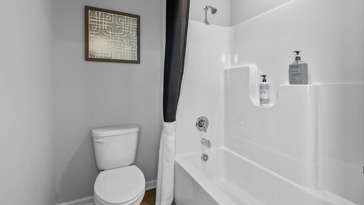 water closet with toilet and shower tub