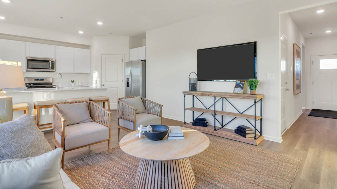 Great room in front of kitchen