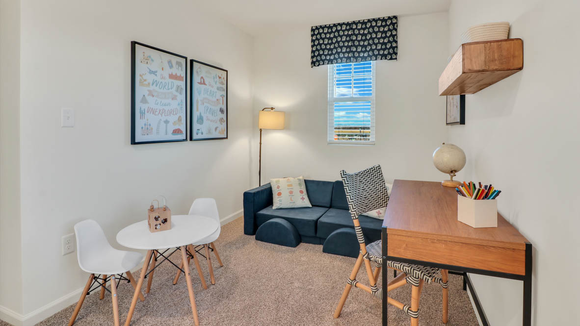 upper level loft staged as a study space
