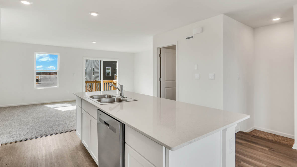 Kitchen island with sink and dishwasher