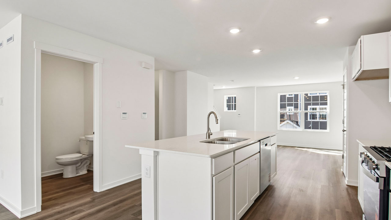 kitchen with white cabinets