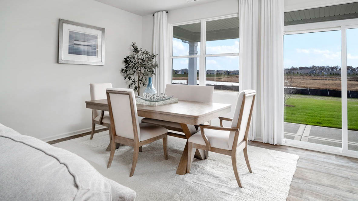 Clifton model dining room behind great room