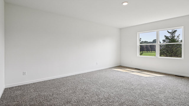 Interior bedroom with large window