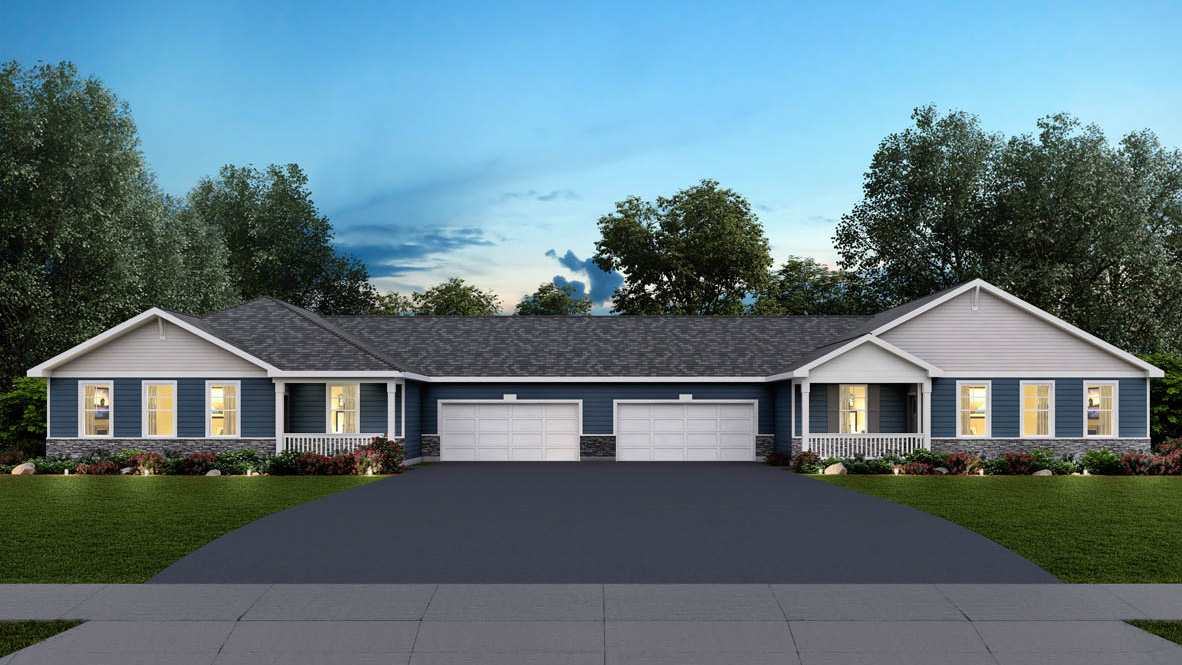 Exterior rendering for ranch townhome