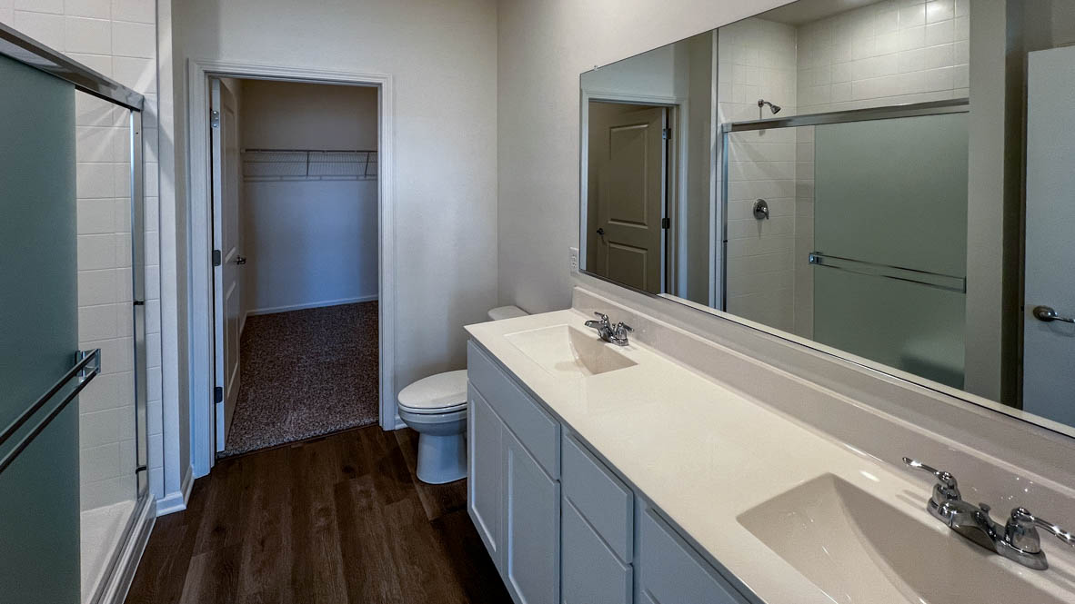 Primary bathroom with dual sinks
