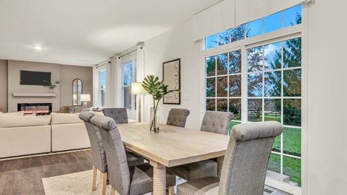 kitchen dining area overlooking the living room