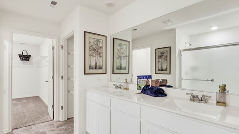primary bathroom with double vanity