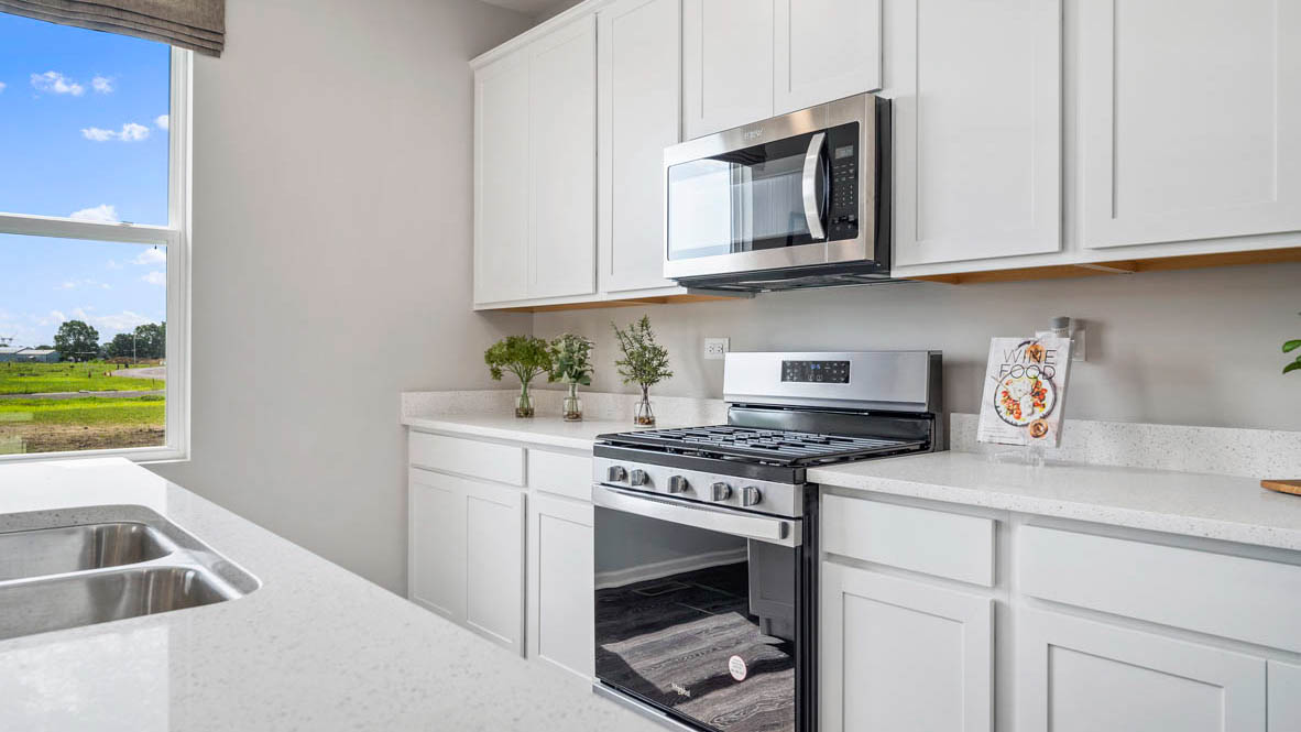 Kitchen with stainless steel appliances