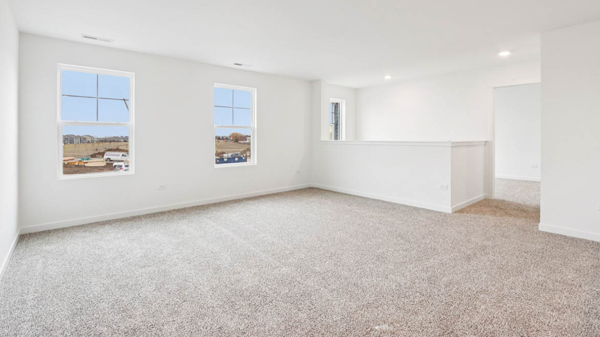 fully carpeted loft area