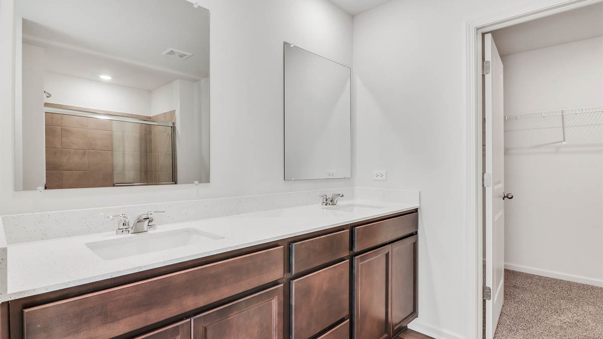 Primary bathroom with dual sinks