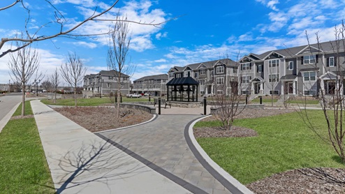 Oak Creek sidewalks and walking paths to firepit