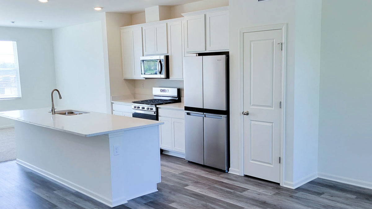 kitchen interior with white cabinets