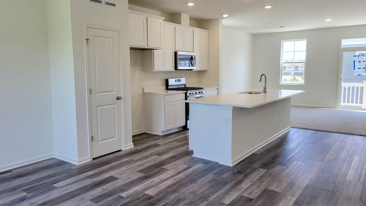kitchen interior with white cabinets
