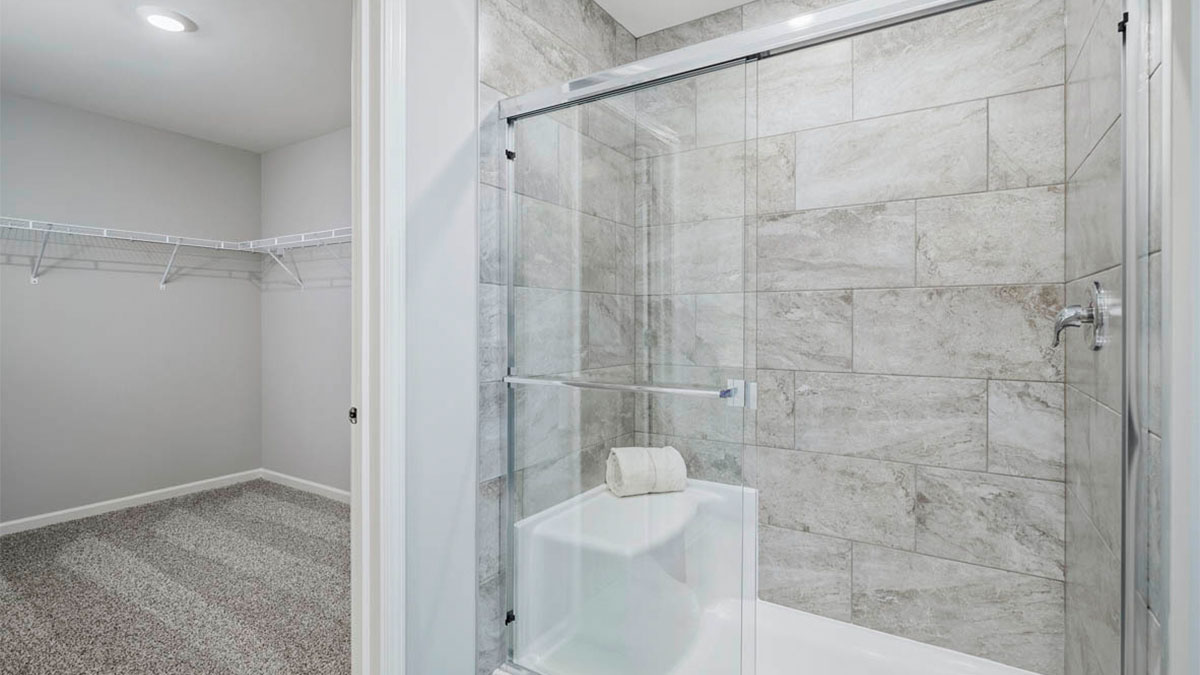 primary bathroom with walk in shower