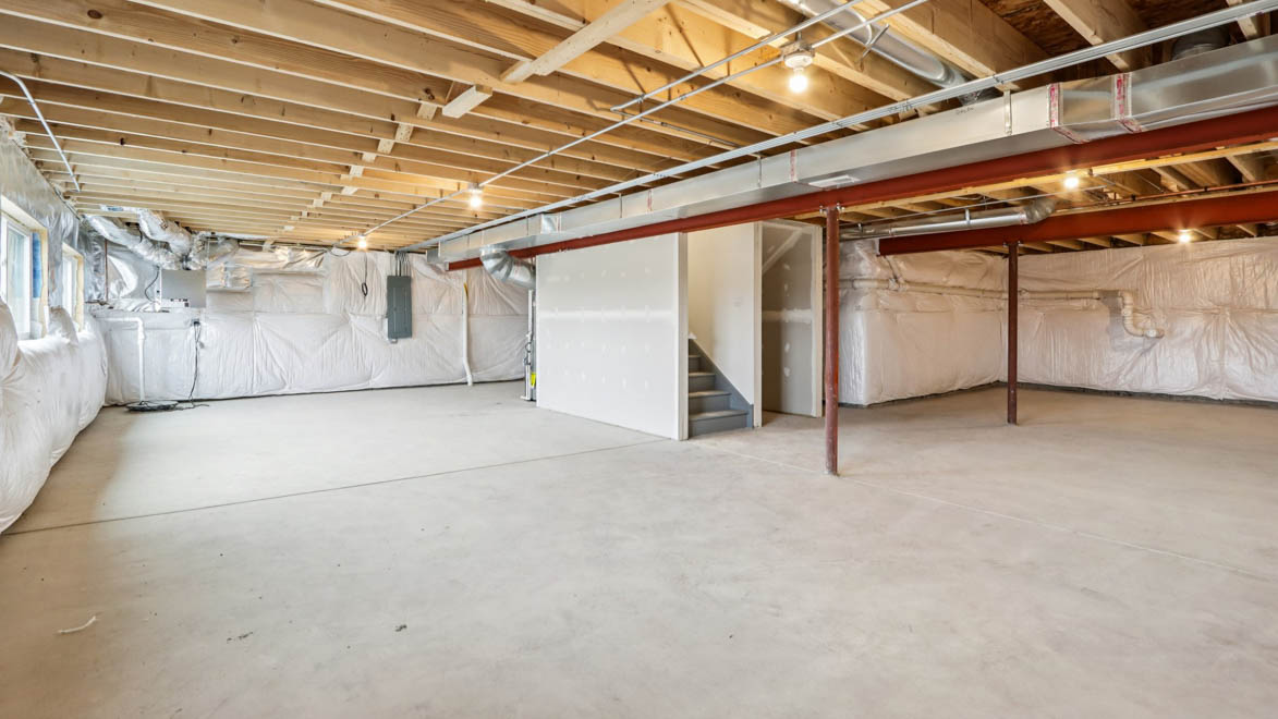 basement with lookout windows