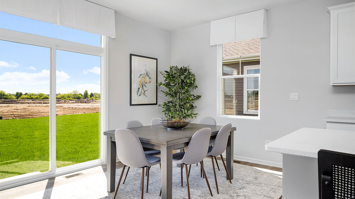 Dining room with sliding door to backyard