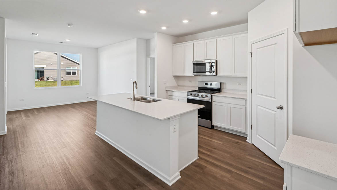 Kitchen with white cabinets
