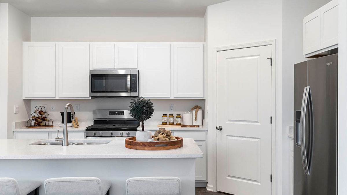 Kitchen with white cabinets