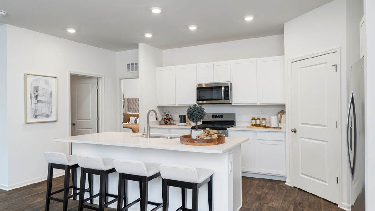 Kitchen with white cabinets