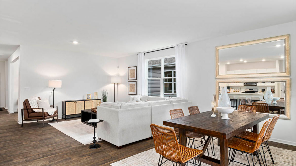 dining and living room space