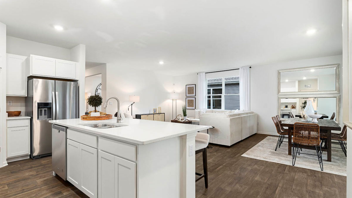 Kitchen overlooking open concept layout