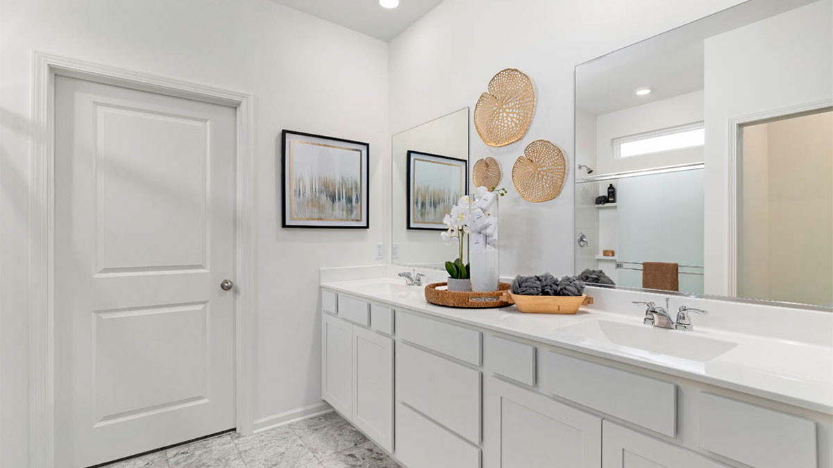 bathroom with dual sink vanity
