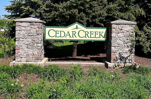 Cedar Creek entry monument
