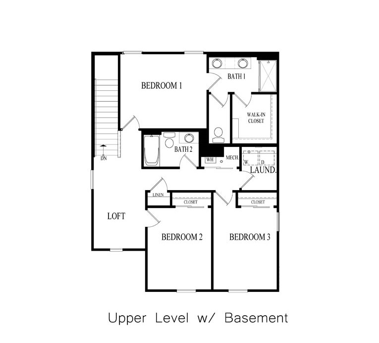 Bradley second floor with basement layout