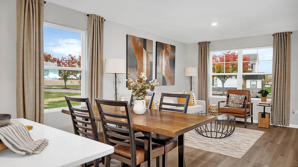 open concept living space with luxury vinyl planking