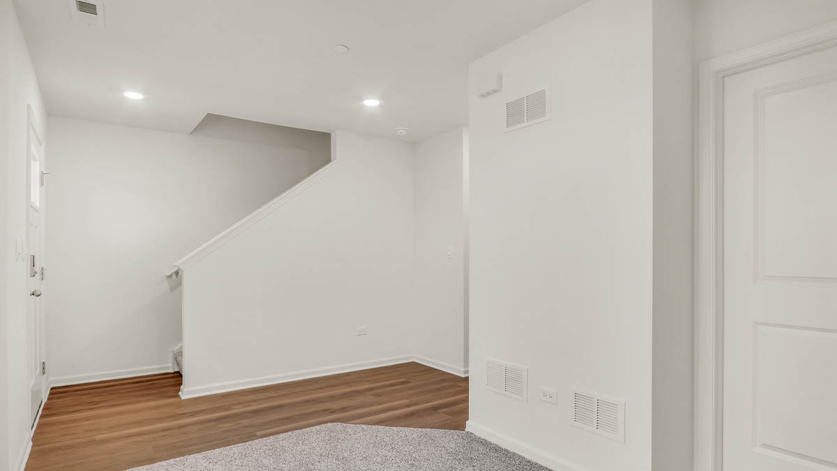 living space with stair case