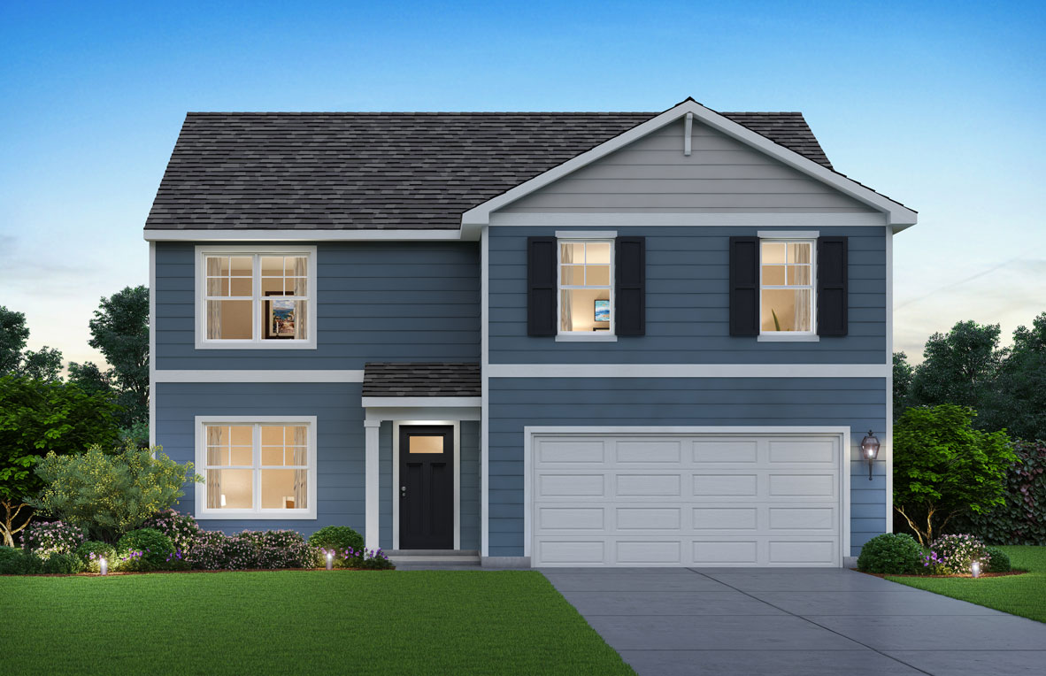 Rendering of front exterior of home.