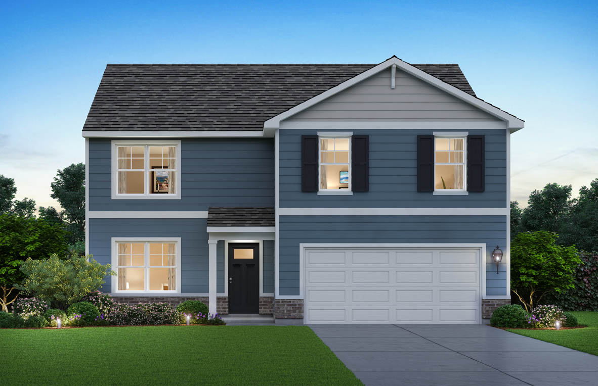 Rendering of front exterior of home.