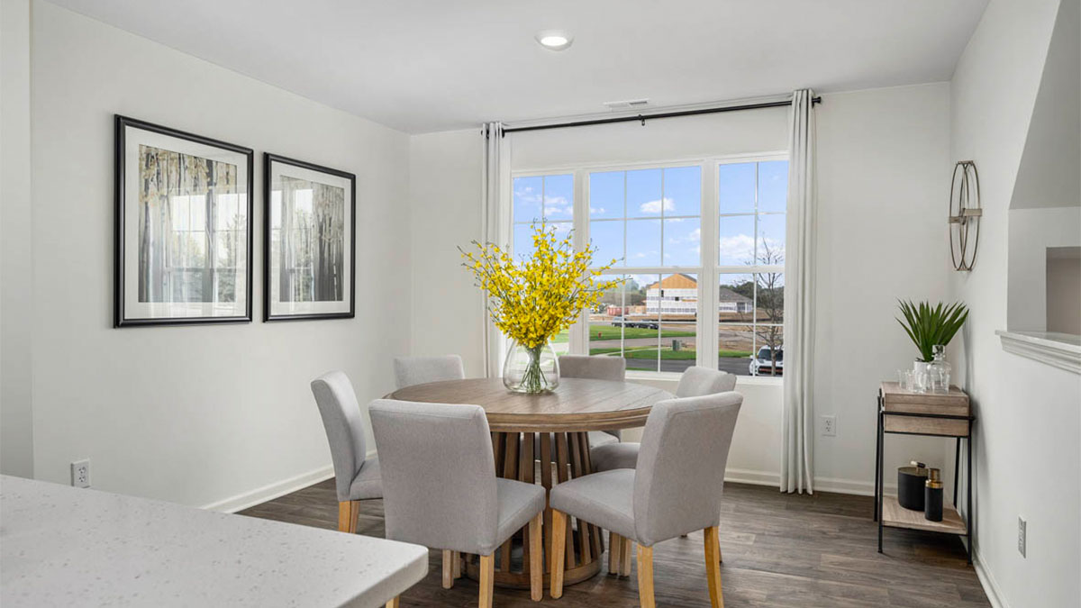 dining area with large windows