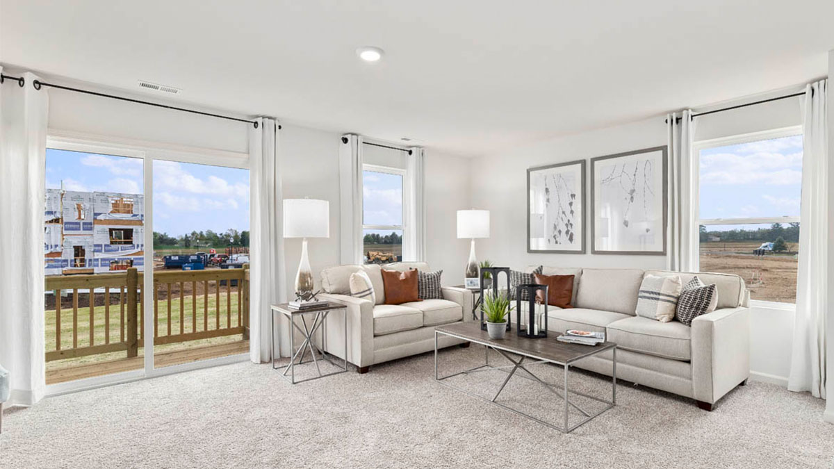 living room with large window views