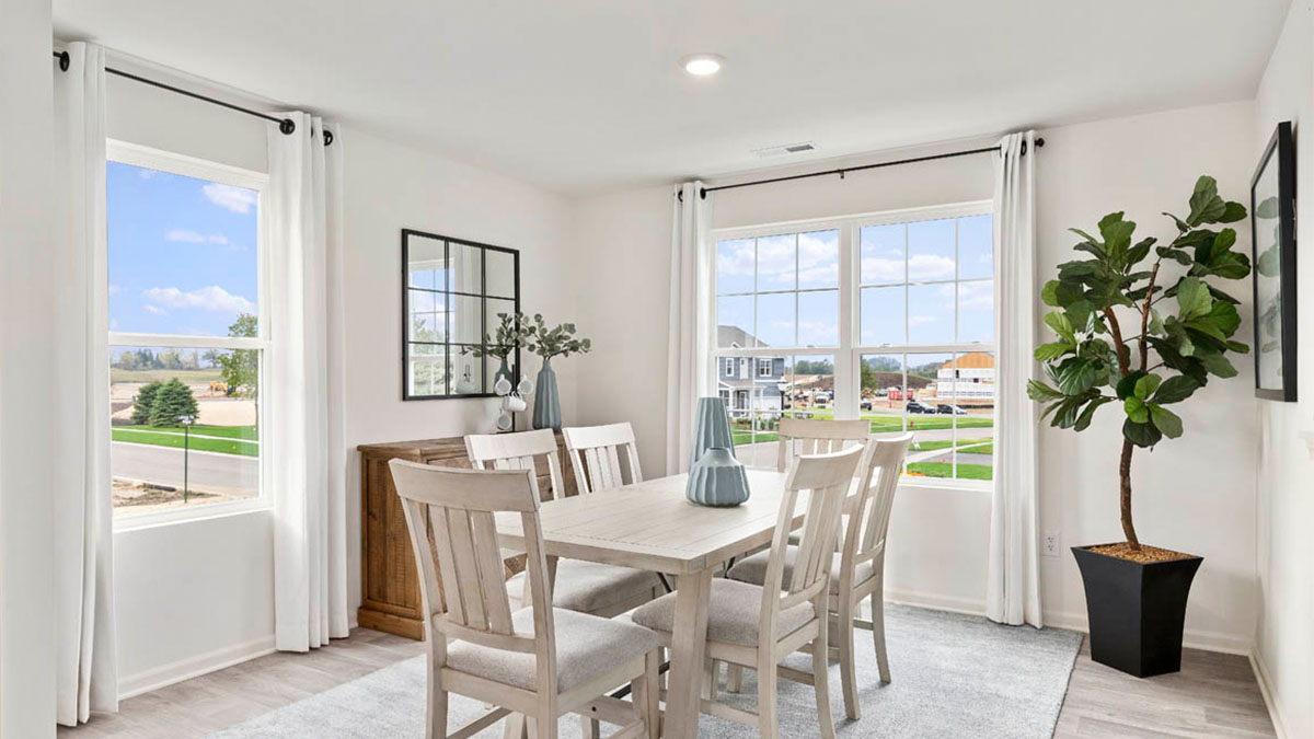 dining room with large windows