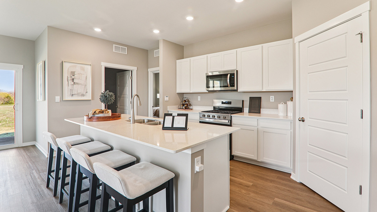 kitchen interior with white cabinets