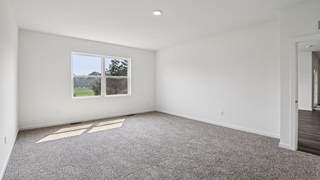 Interior bedroom with large window
