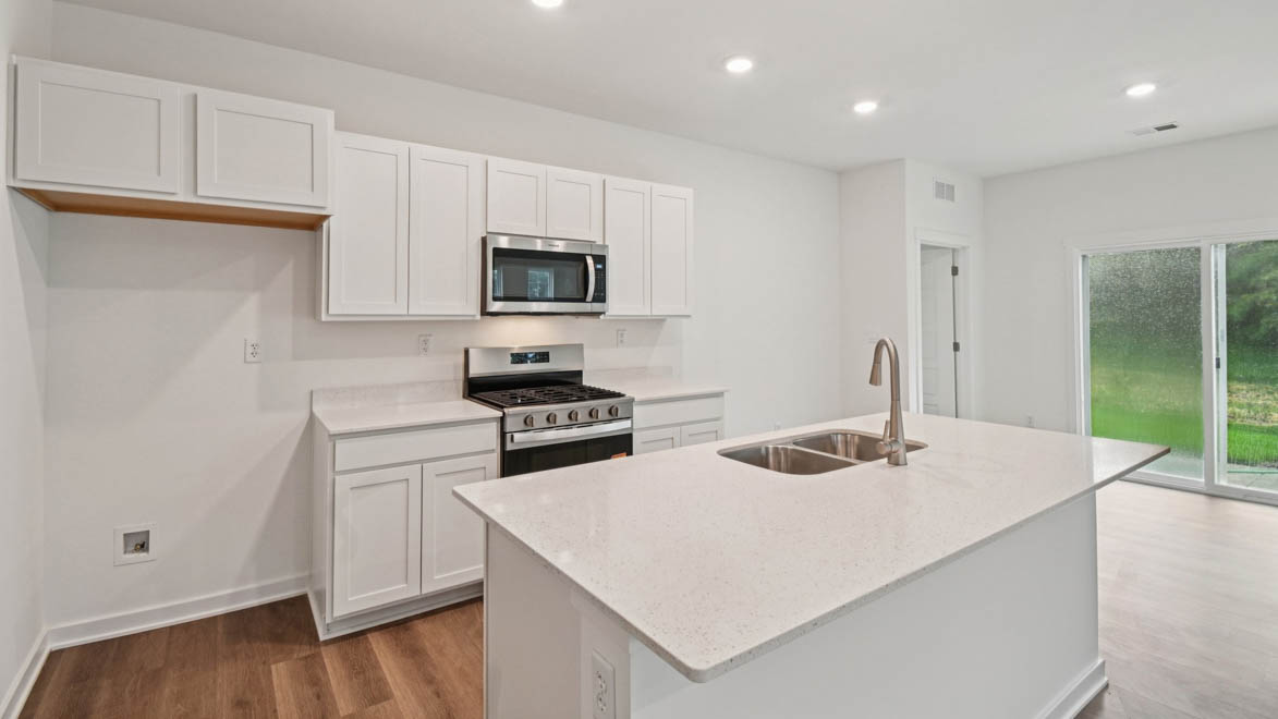 kitchen with white cabinets