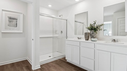 Primary bathroom with dual sinks
