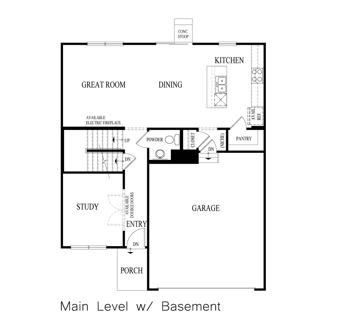 Bellamy first floor layout with basement