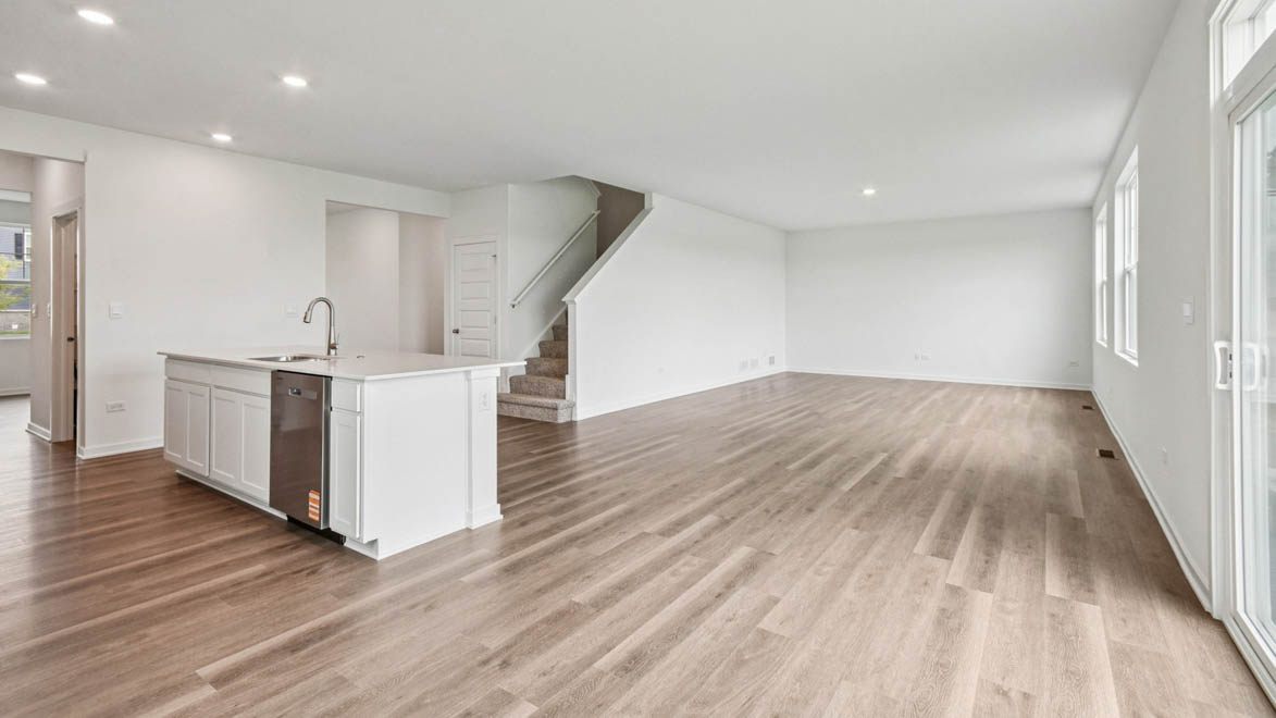 Dining room with sliding door to backyard