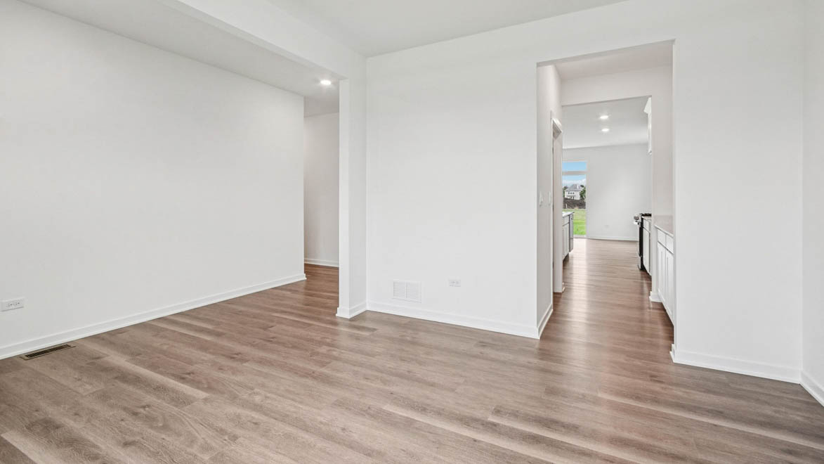 Flex room with hallway going through bulters pantry to kitchen