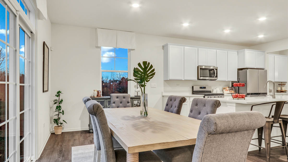 open concept dining and kitchen space