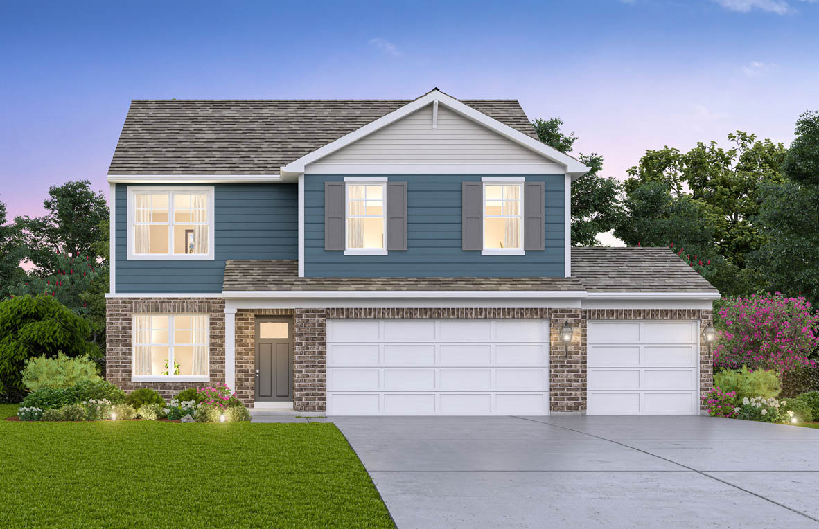 Rendering of front exterior of home.