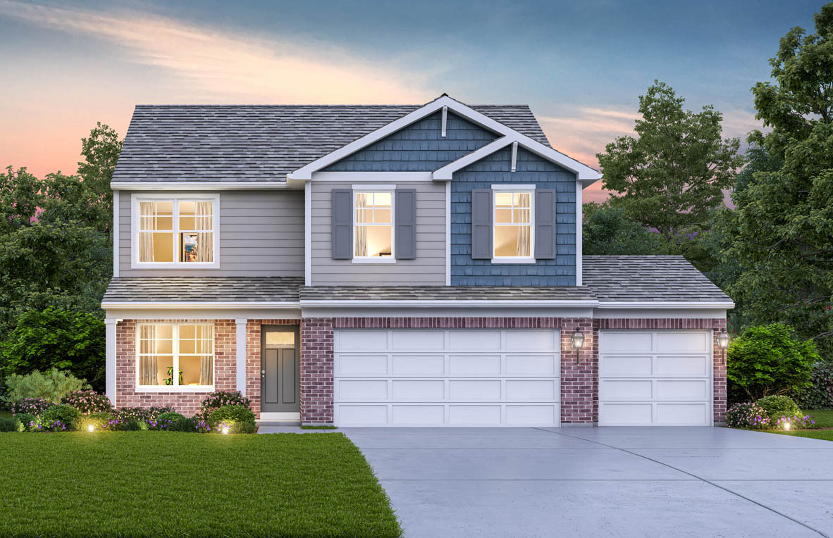 Rendering of front exterior of home.