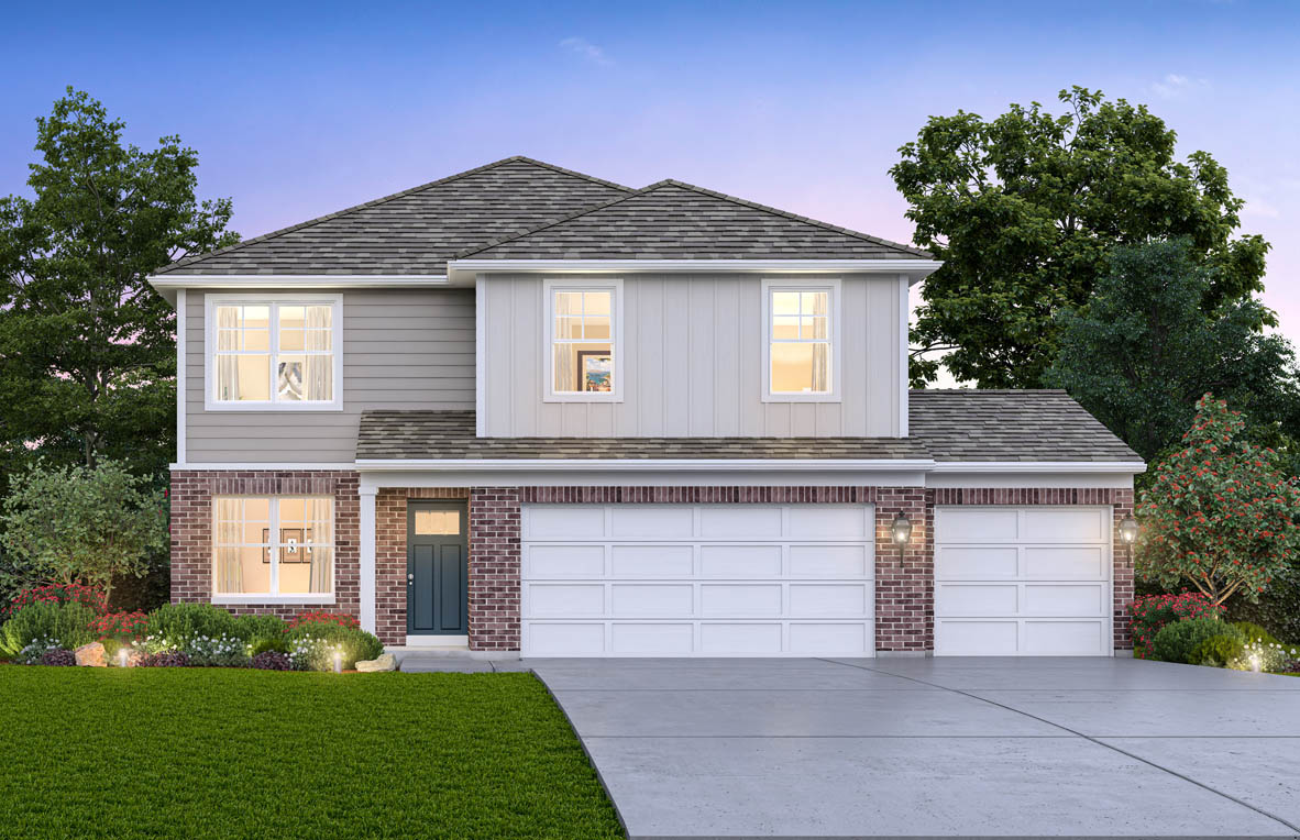 Rendering of front exterior of home.